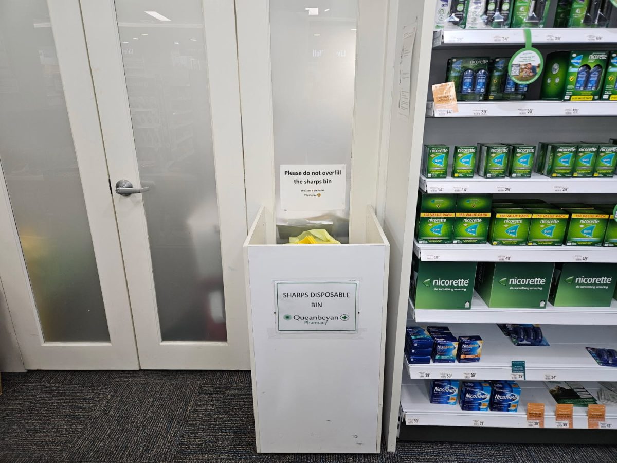 A pharmacy collection point for needles and syringes