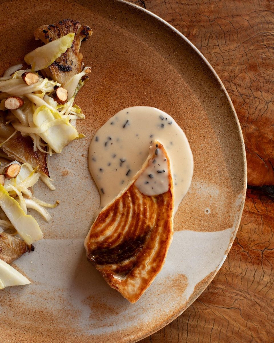 Swordfish and white wine truffle infused sauce as prepared by Mimosa Restaurant, Murrah, south of Bermagui.