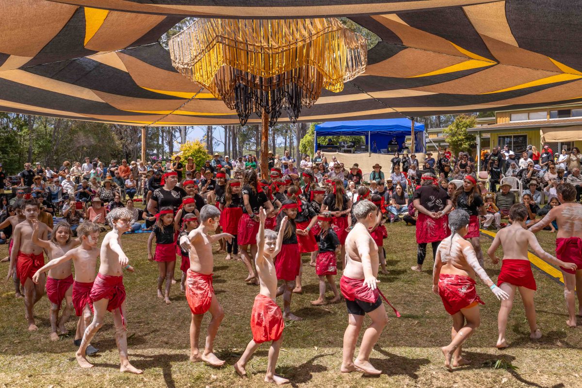 Dancers from Eden and Pambula schools at Giiyong Festival 2024