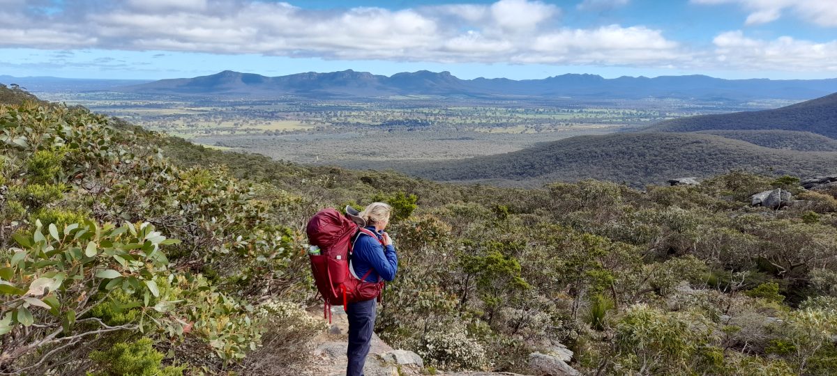 The landscape is central to the books of best-selling author Margaret Hickey, pictured hiking in the Grampians.