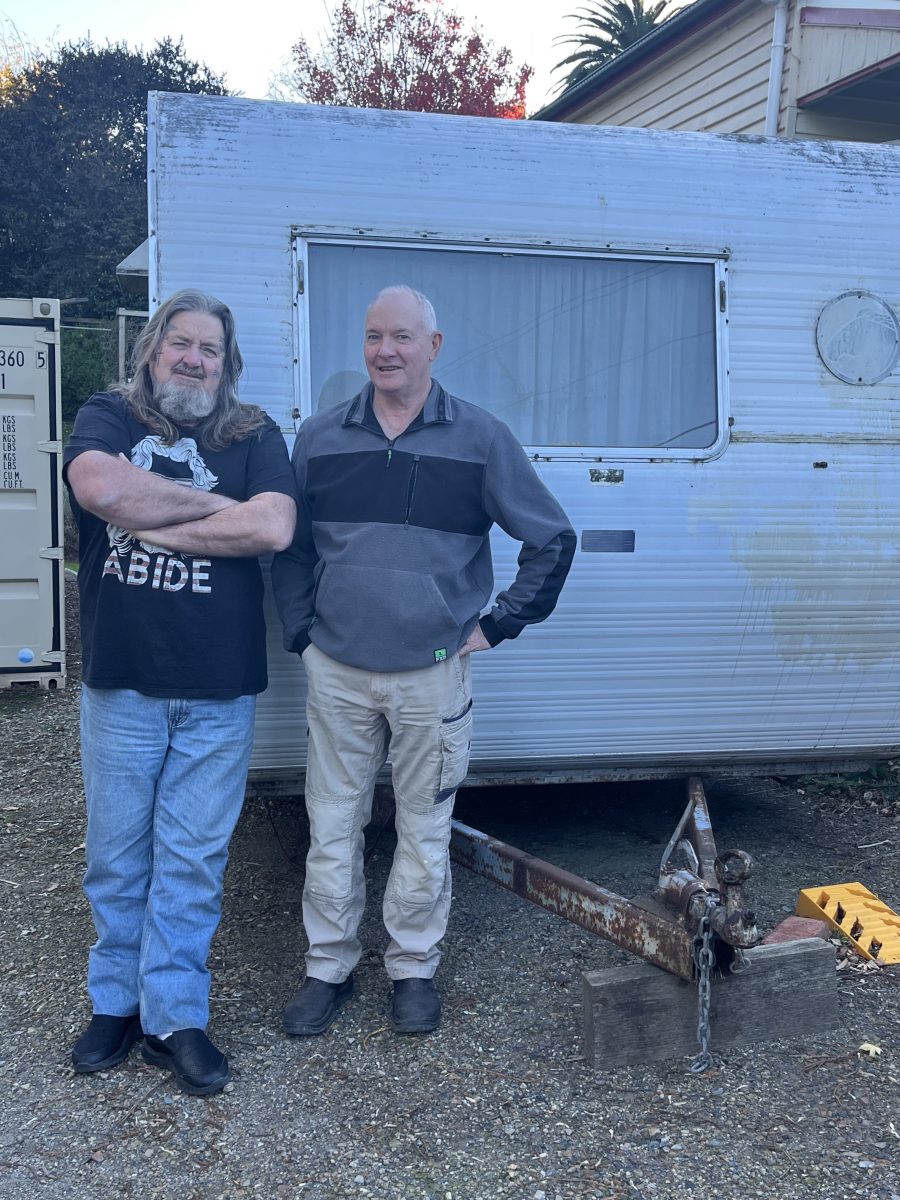 Chris Scroggy and Rick Cuthbert are calling for donations of caravans that they can fix up for crisis accommodation for people in need.