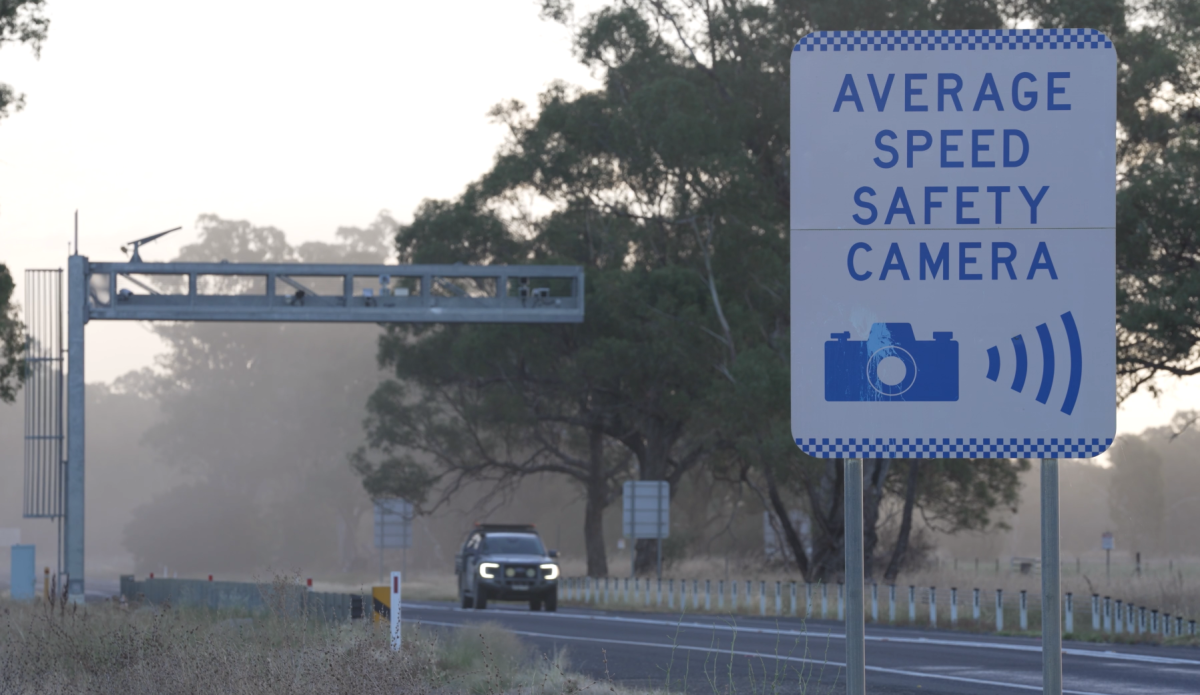 average speed safety camera warning sign
