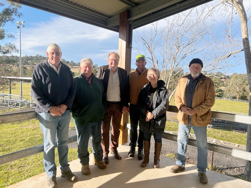 Bega MP Dr Michael Holland (third left) meets with members of the Cobargo Showground Society.