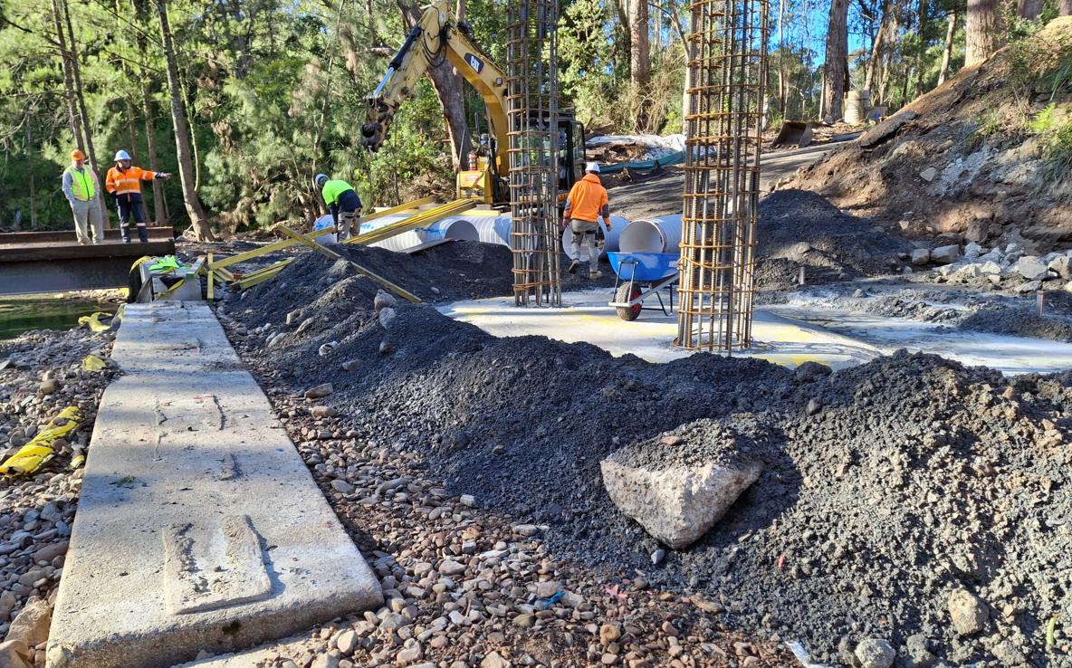 Drilling work for Dignams Creek Boundary Bridge in late July.