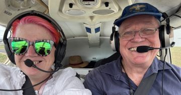 Meet the Canberra couple flying across the outback with a giant golden leg - for a great cause