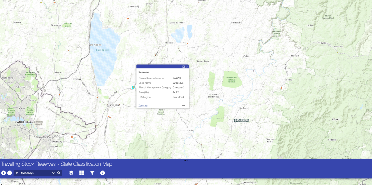 A map showing the location of Sweeneys TSR