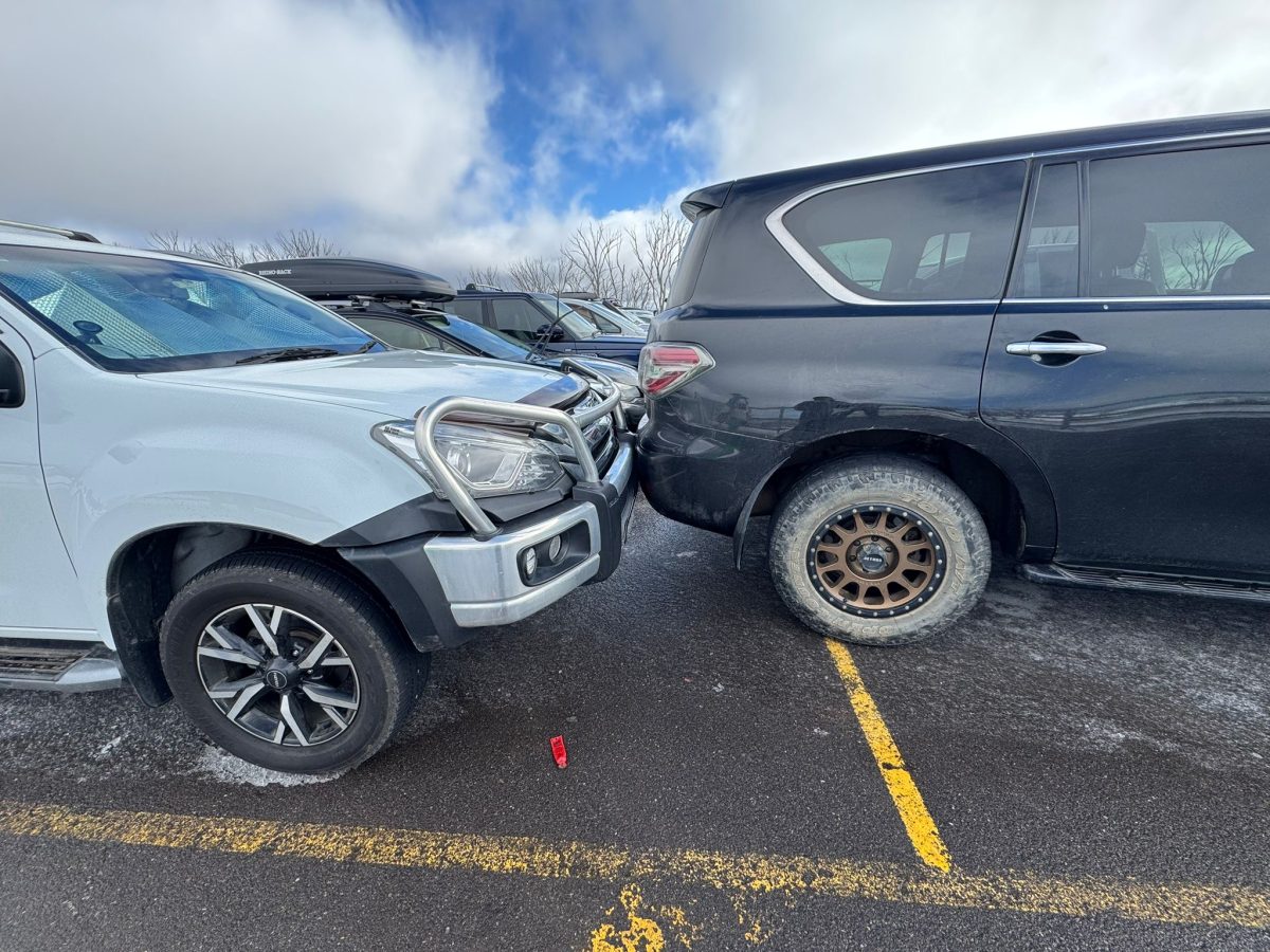 Two cars pressed together