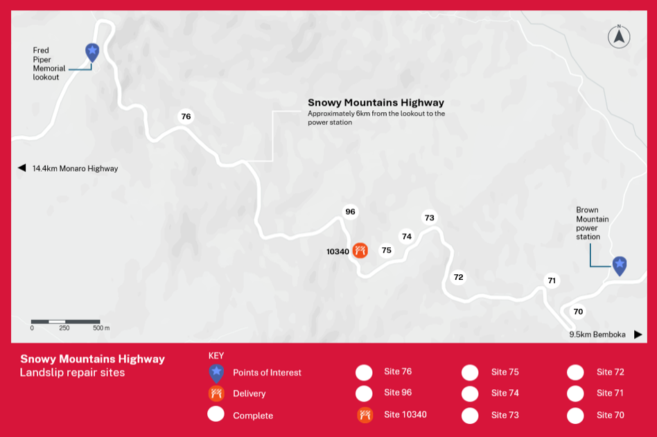 A map showing where the repair works will be