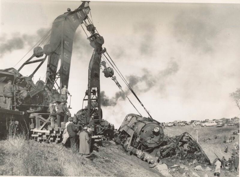 cranes clearing a derailment