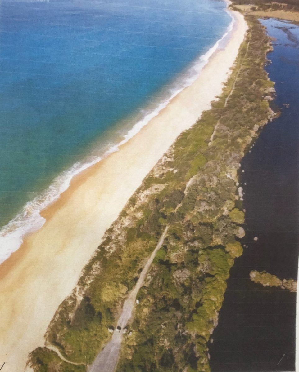 The top right shows how narrow the gap between Long Swamp and the beach is now.