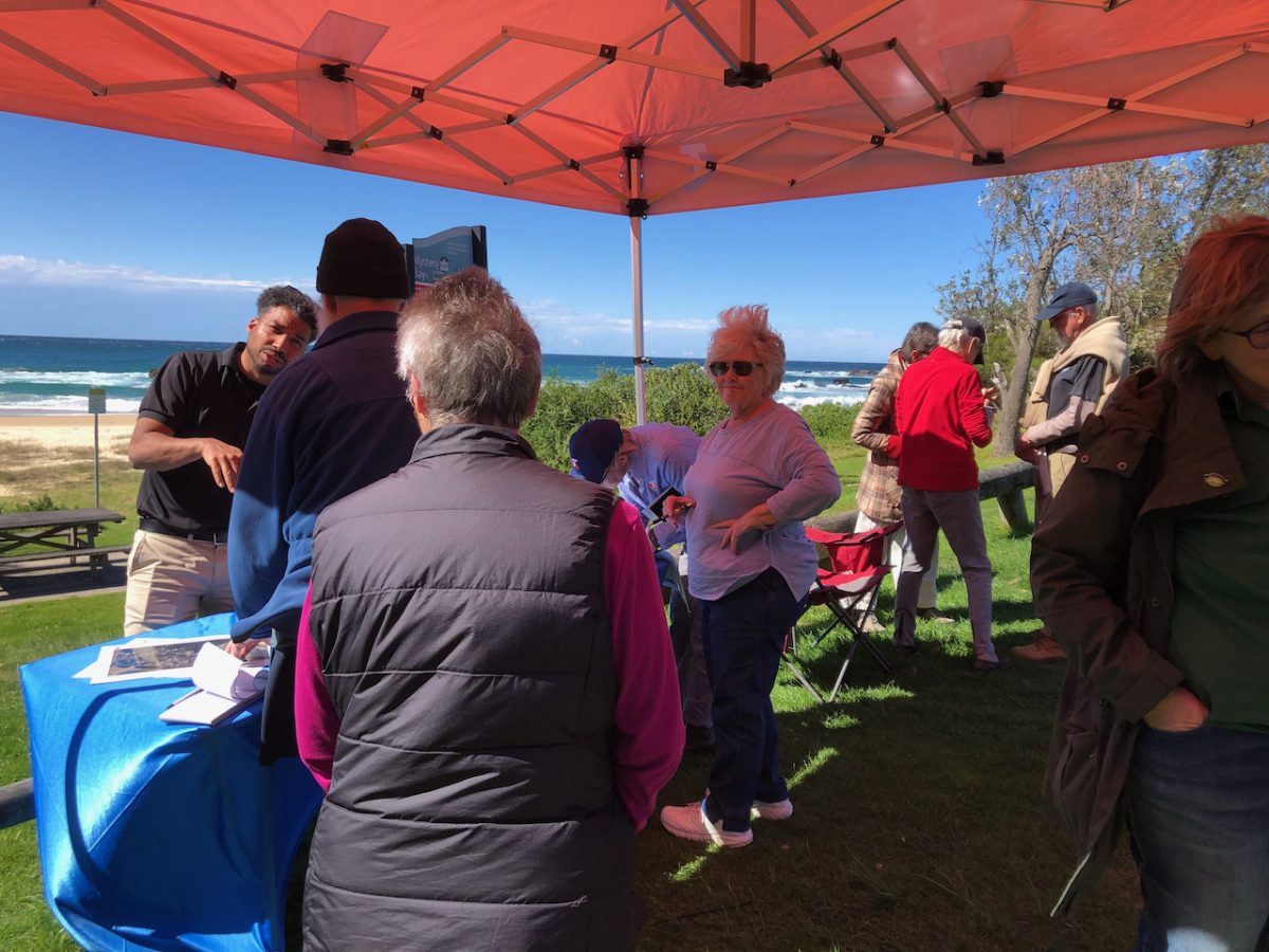 Mystery Bay residents at a drop-in session about Telstra's progress