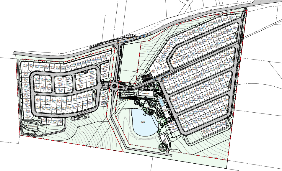 Plan of the proposed 200-house over-50s development at 27 and 77 Old Highway. 