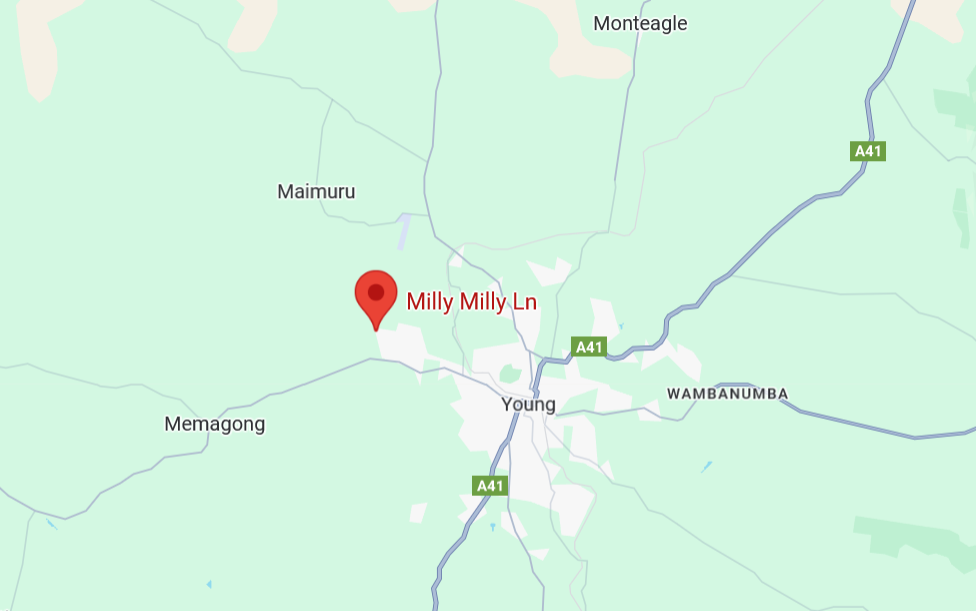 The single-vehicle crash occurred on Milly Milly Lane, which is located to the northwest of Young in NSW.