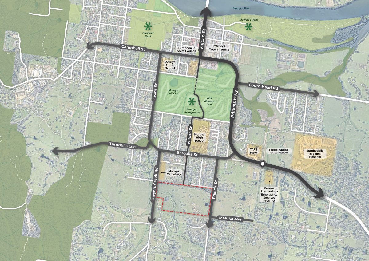 A map showing where the proposed development would go
