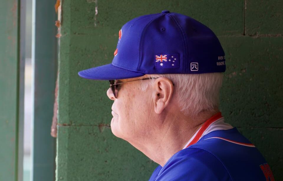 man in baseball gear