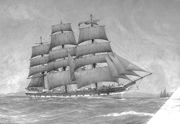 drawing of an iron clipper ship