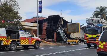 UPDATED: Fire destroys two businesses on Moruya's main street, police treating blaze as suspicious