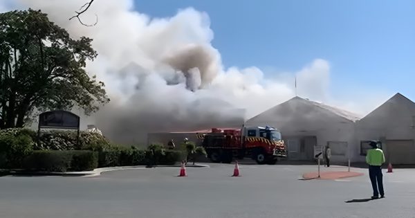 Six Rural Fire Service crews contain three-building fire at The Rock