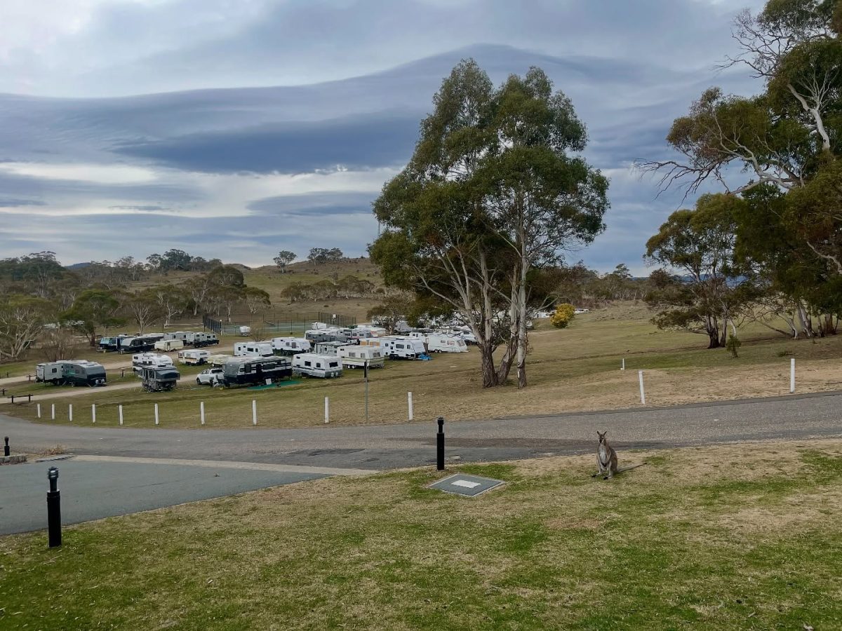 A campsite on a cloudy day