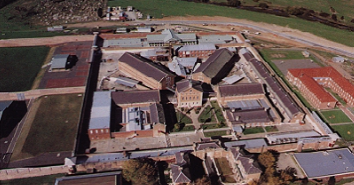 Aerial view of a jail complex