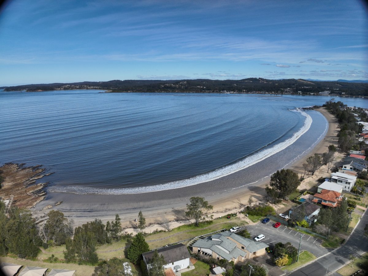 An aerial photo of Surfside Beach in August 2025