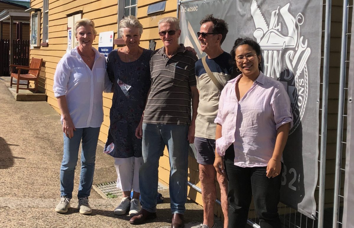 Some members of the Tilba halls project steering committee including Sally Pryor (CTSOAT), Janine Halasz (CTSOAT), Tony Lowe (SHASA) and Stuart Absalom (SHASA) with project manager/architect Stephanie Chiu (SHASA).