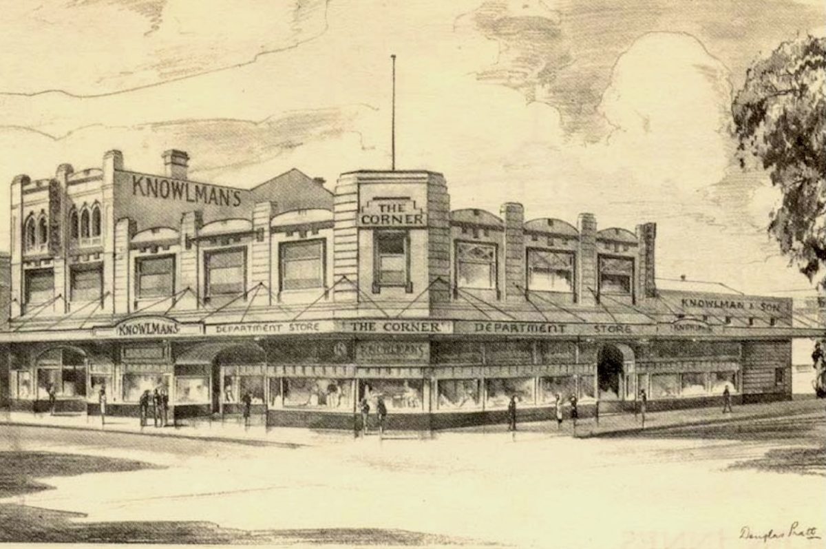 old map of a town's commercial buildings