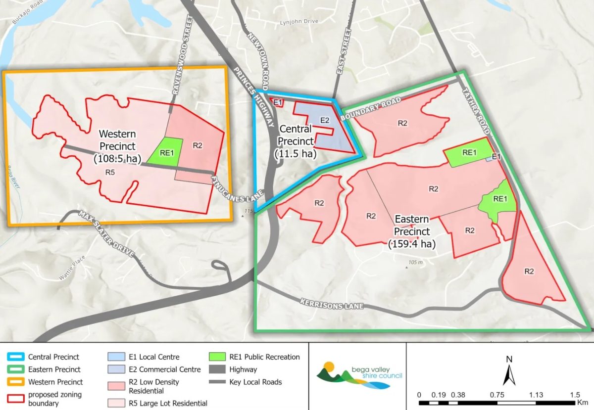 A map showing where the proposed rezoning is located