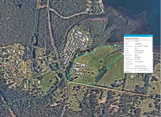Locality plan for the Merimbula Lake Holiday Park.
