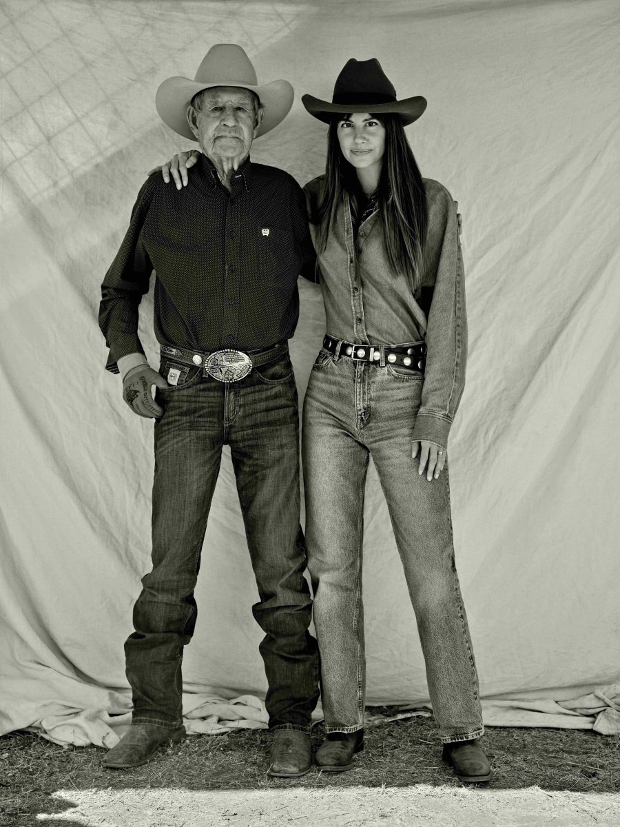 older man and young woman modelling Akubra hats