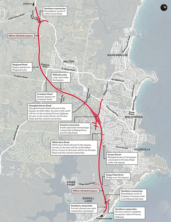 A map of a proposed bypass design