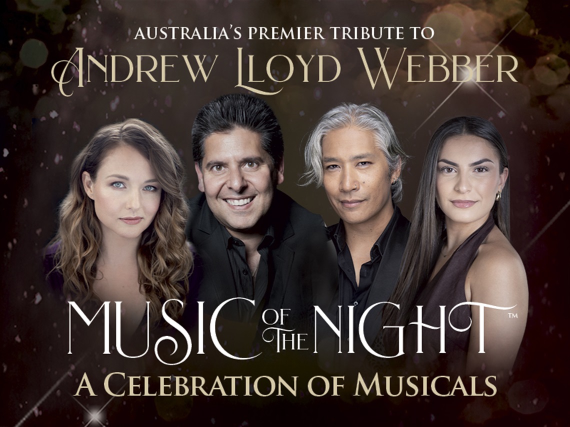 music show promo poster featuring four people