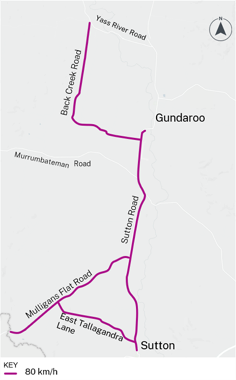A map showing where speed limits are changing