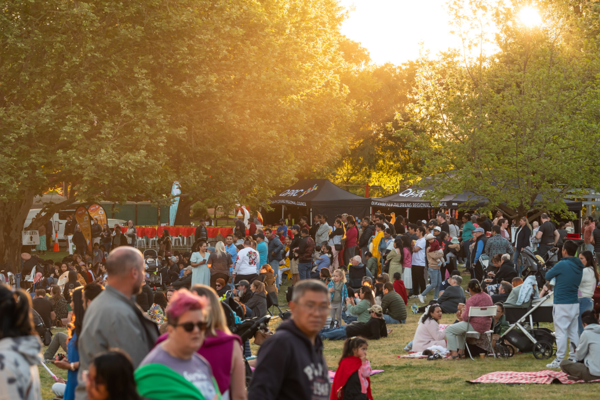 Crowd in a park.