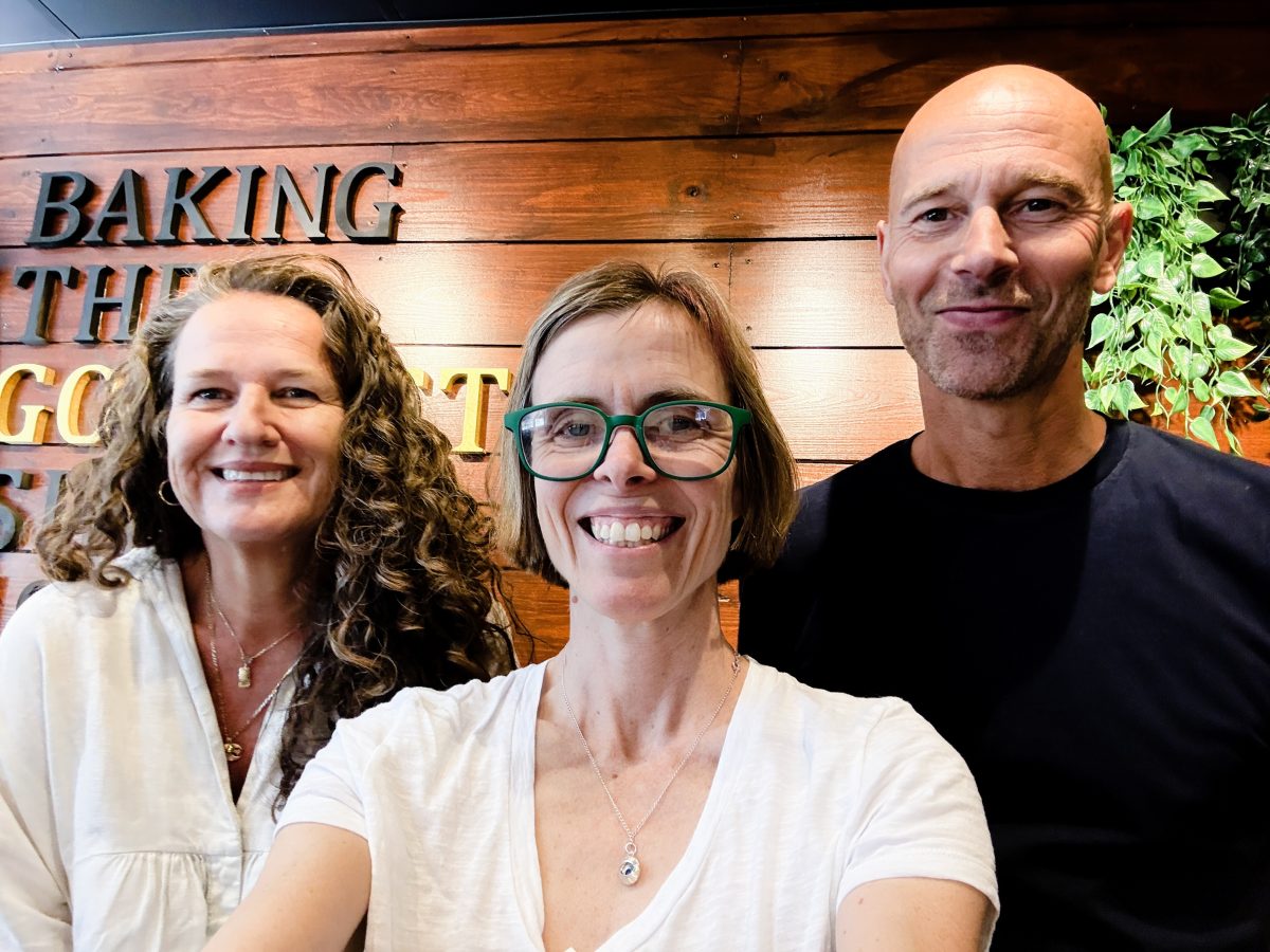 Honor Northam (centre) with Nicola and Nick Parsons of Parsons Bakery in the UK.