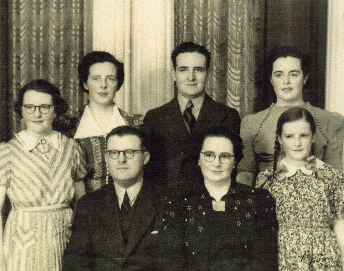 The Nesbitt family of Goulburn about 1940. Front row, centre, Con and Teresa (Tess) with their children, Margaret, Agnes, Terry, Marie and Kathleen. Con’s generosity helped them all into buying their homes.