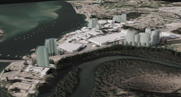 An artist's impression of a coastal development