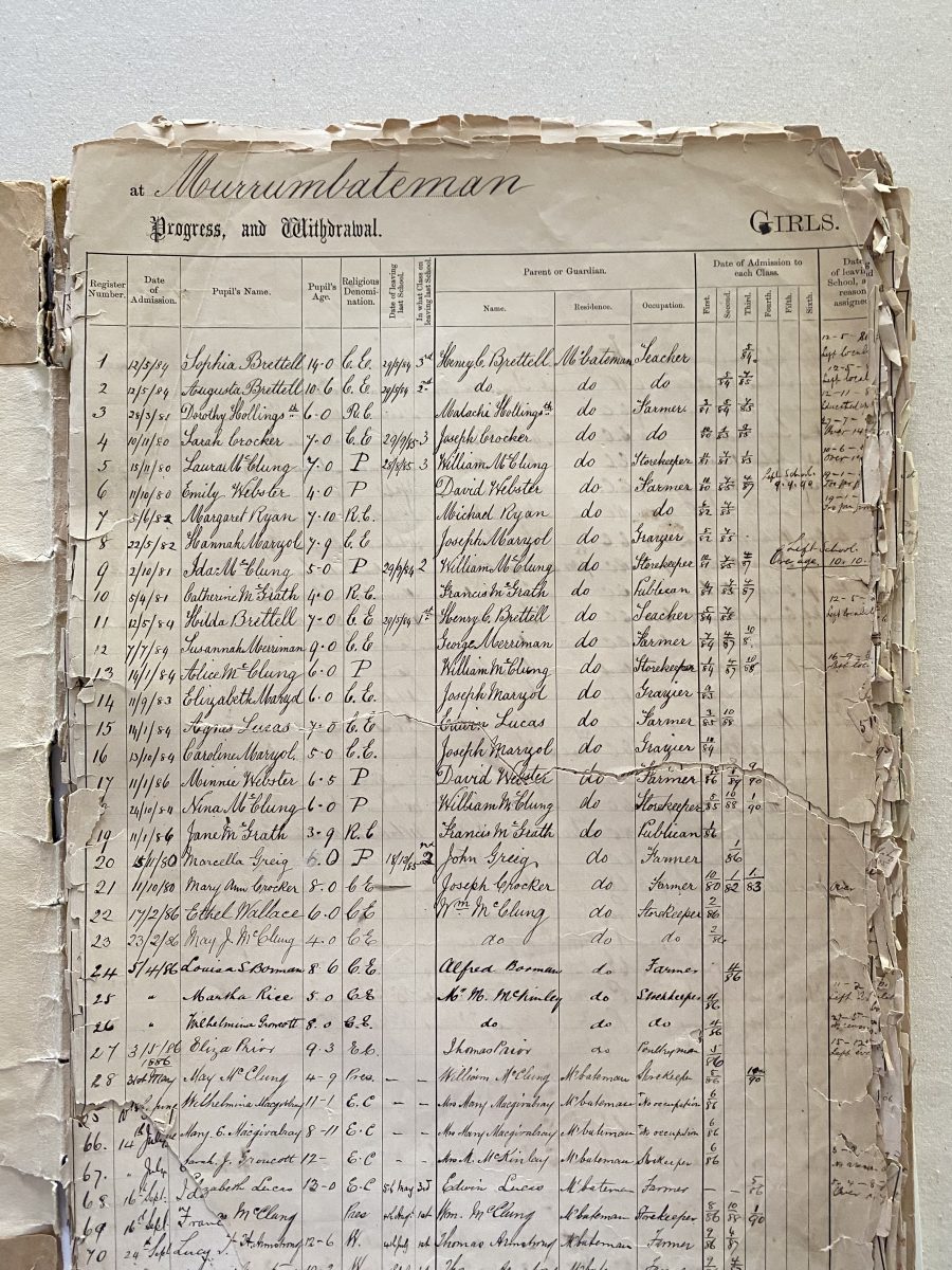 Old list of Murrumbateman school names
