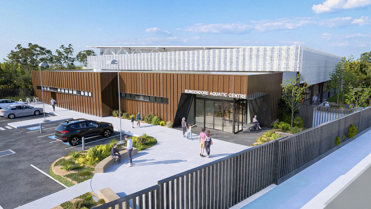 Renders for the outside of the Bungendore Aquatic Centre