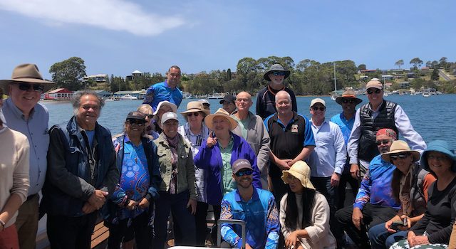 Some of the guests and speakers on a cultural tour on Wagonga Inlet.