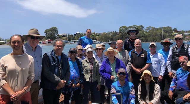 Some of the guests and speakers on a cultural tour on Wagonga Inlet