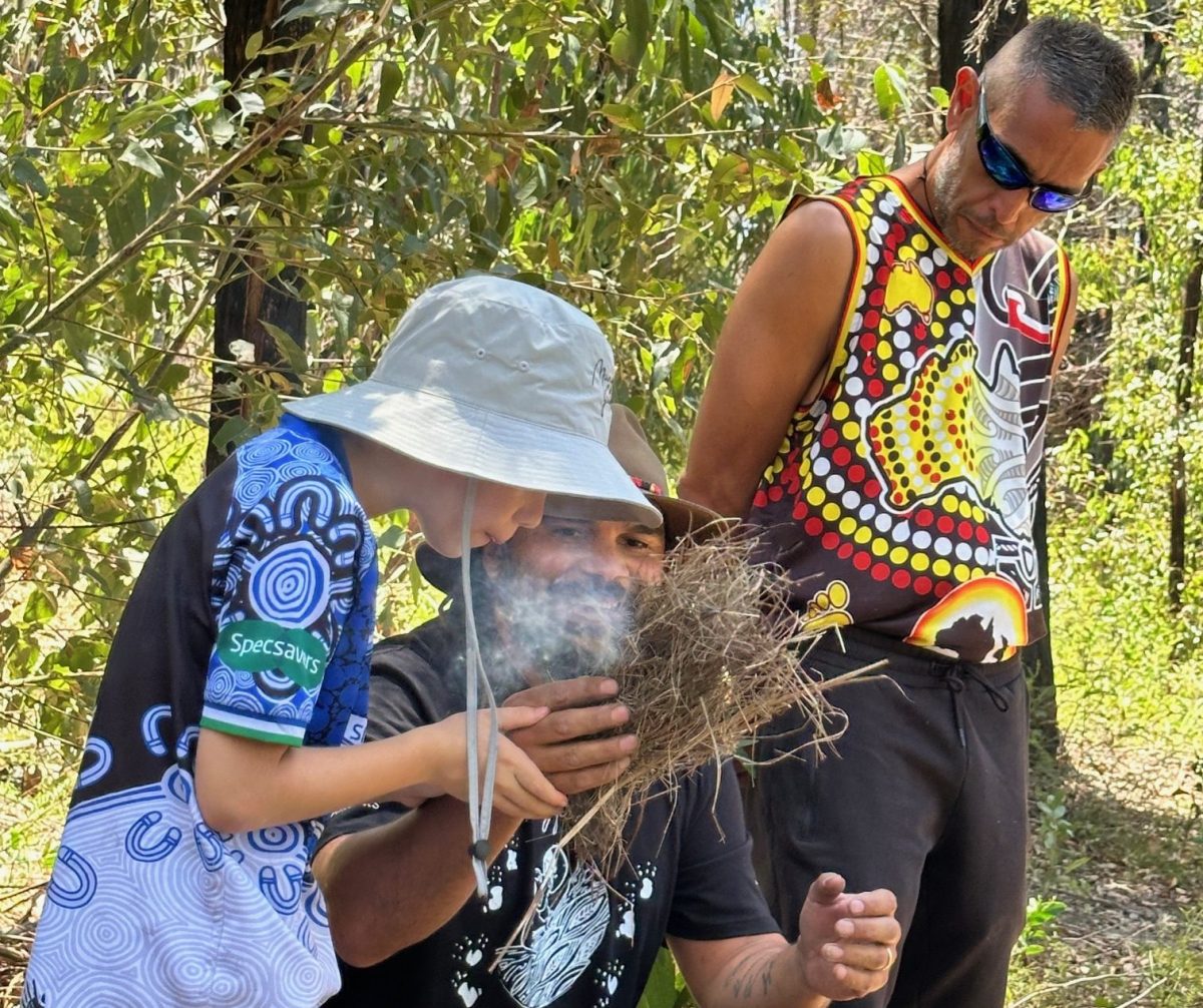 Darcy Dingle, with Koorin Campbell and Peter Townsend of Firesticks.
