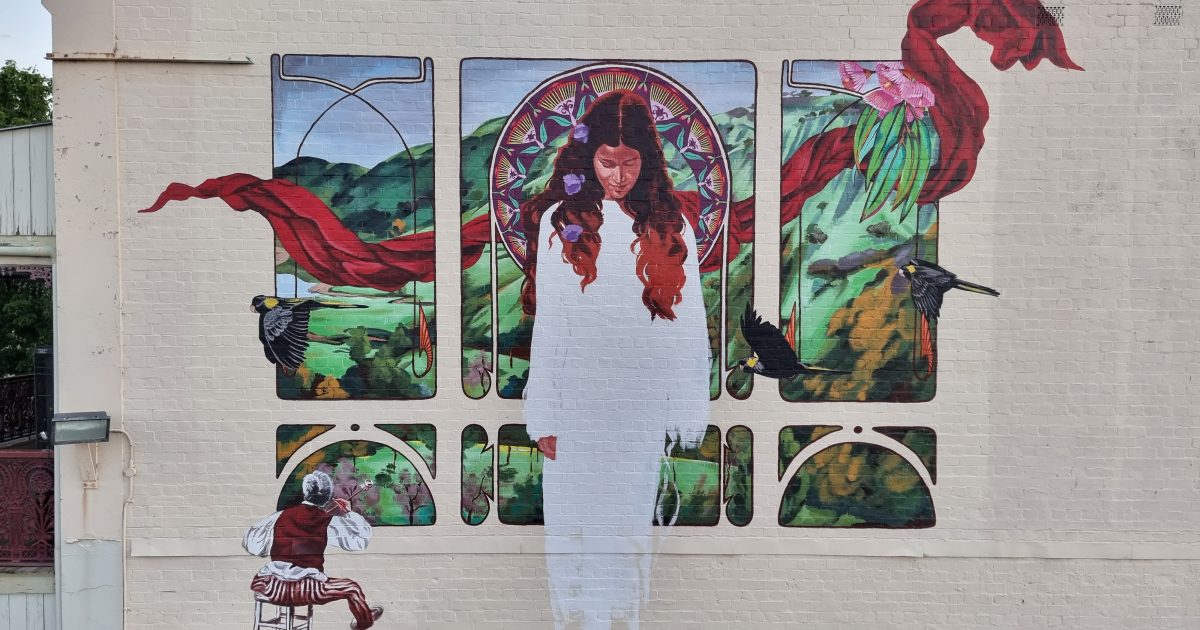 Giant mural draws attention to one of Yass’s favourite creative sons
