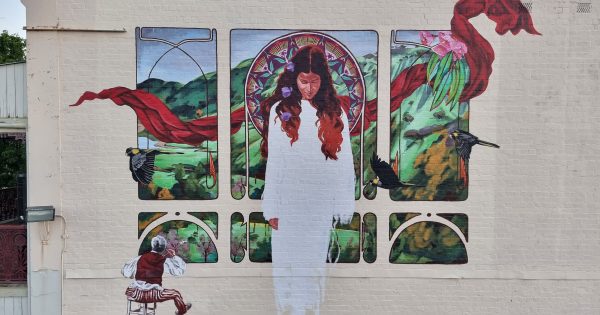 Giant mural draws attention to one of Yass's favourite creative sons