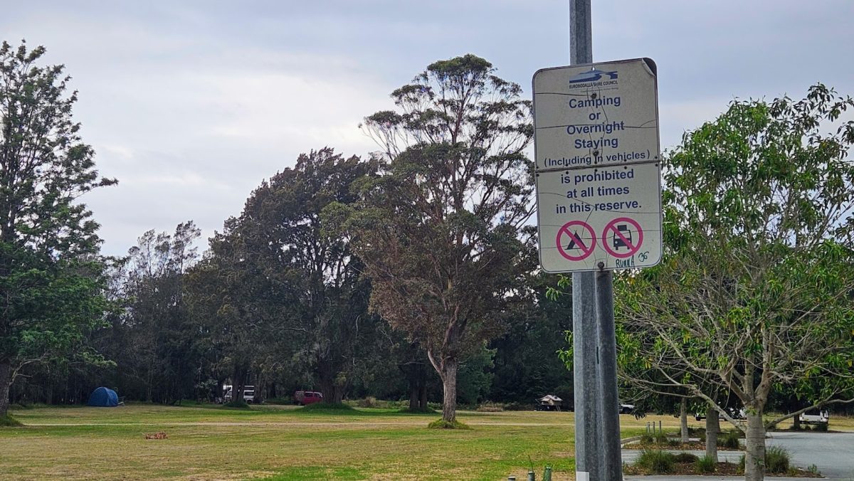 camping warning sign in a park
