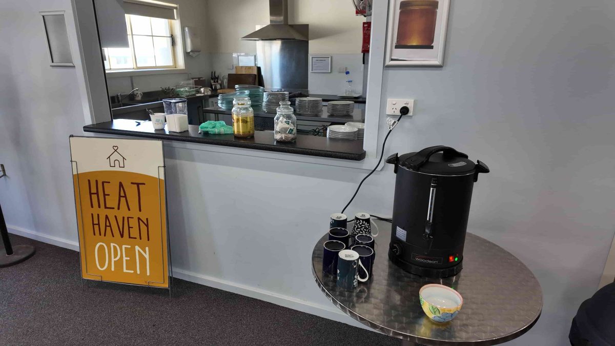 A sign for the havens in a kitchenette