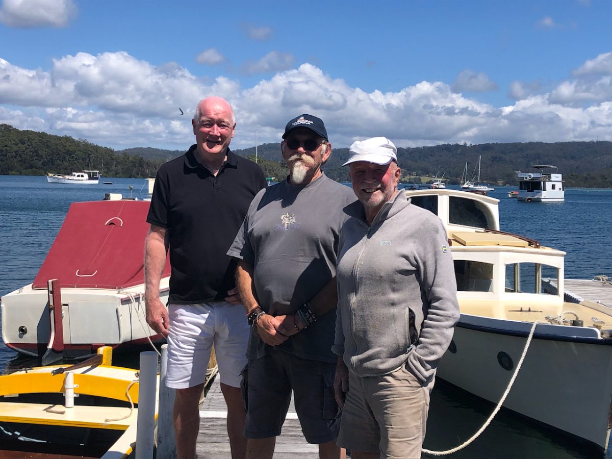 Graham Peachey, Geoffrey Manias and Jim Richards of Narooma Boats Afloat. 