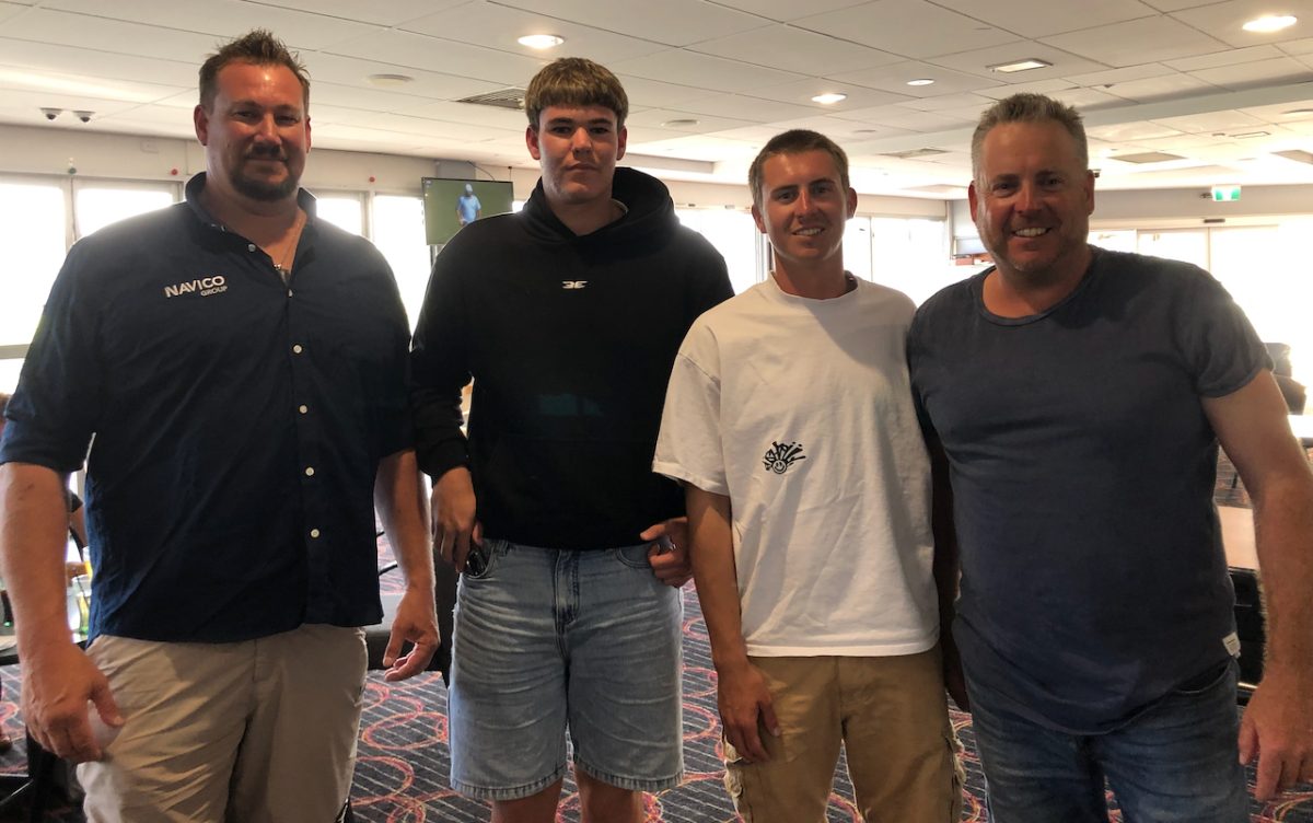 Paul Bakker and son Jake with Ben Pearce and his father Steve.