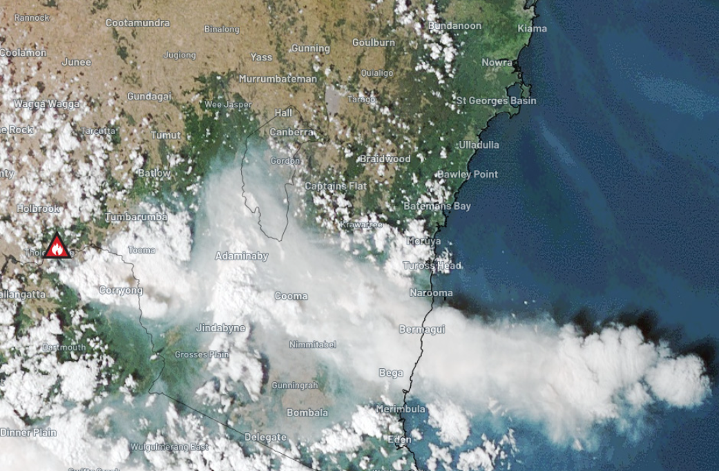 aerial map showing smoke