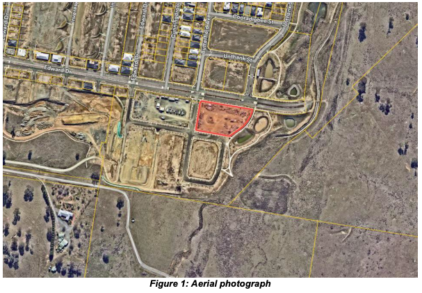 An aerial photograph of the development's location